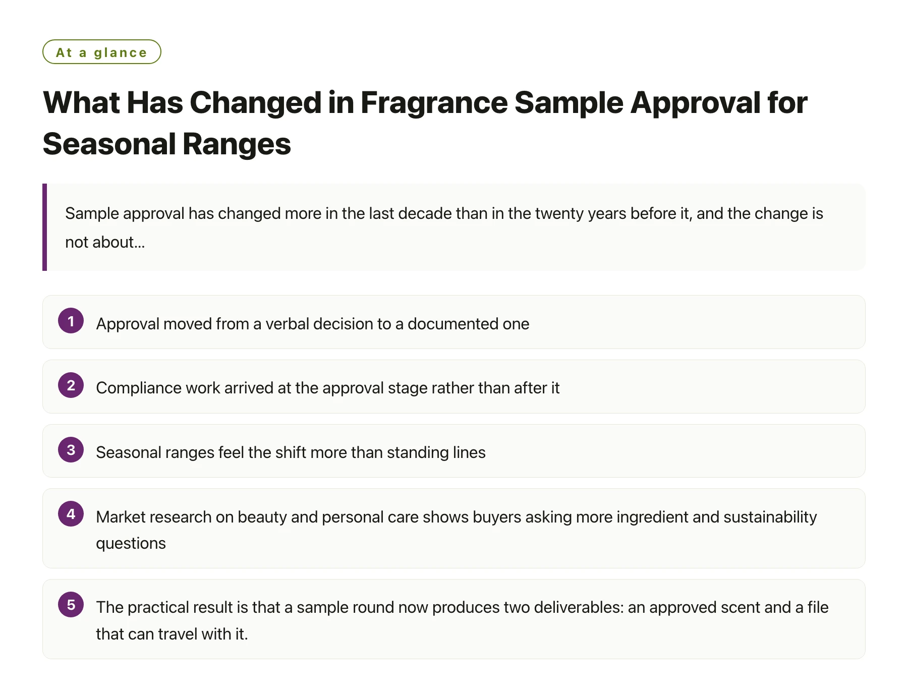 What Has Changed in Fragrance Sample Approval for Seasonal Ranges——全文要点速览